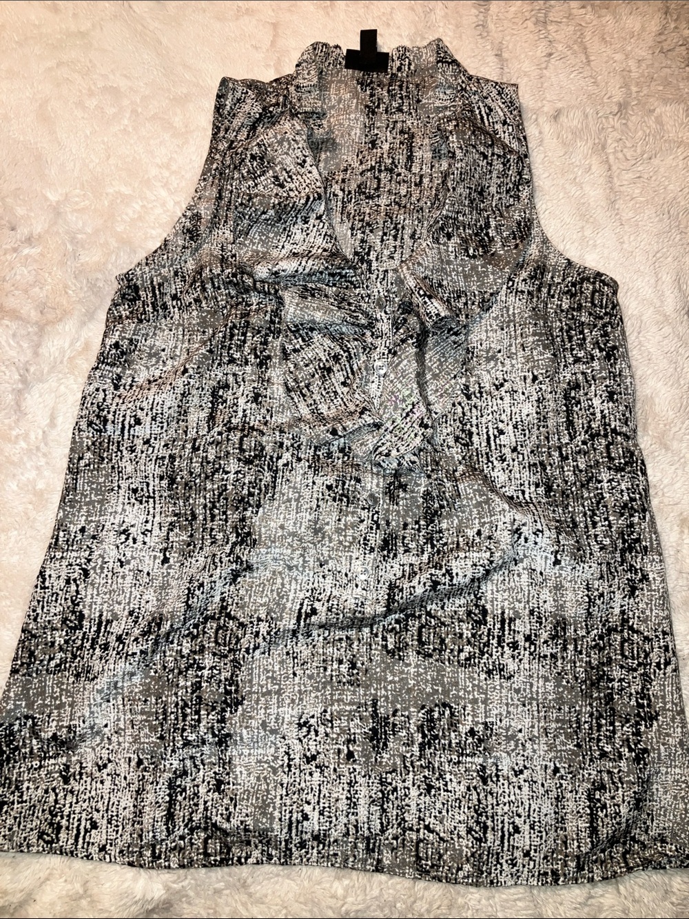 Mossimo Supply Co. Black & White Textured Ruffle Neck Camisole